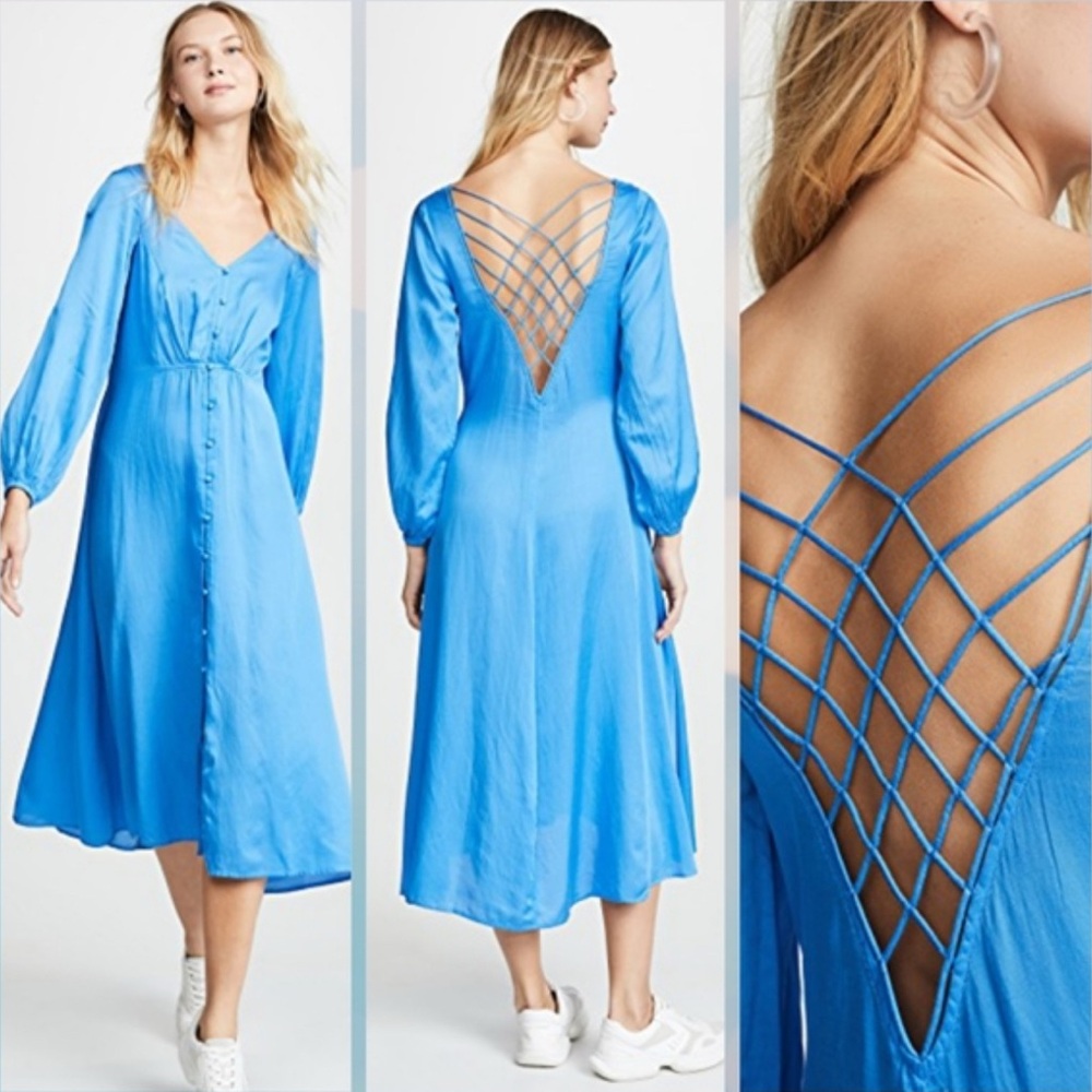 Free People Azure Crisscross Back Midi Dress - Size 8
